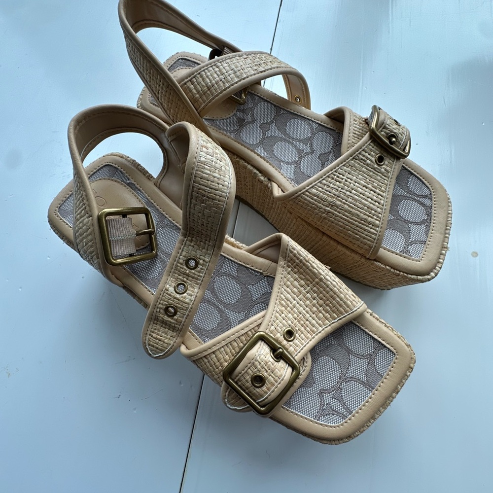 Women's Beige Sandals with Buckle Detail